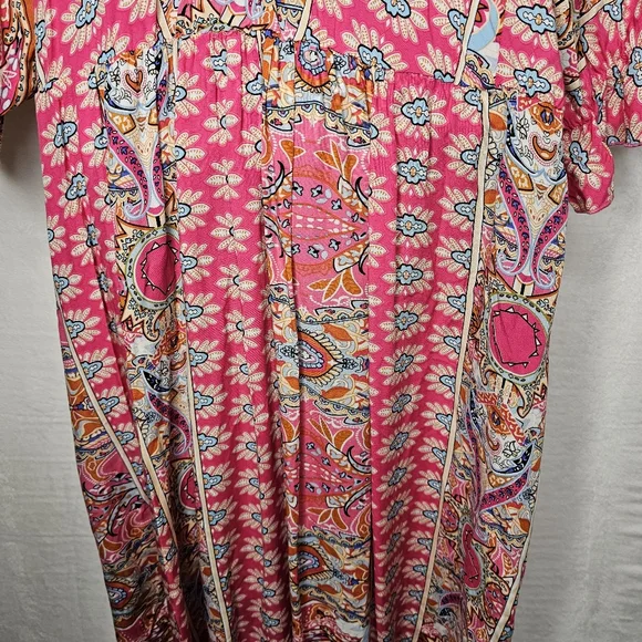 Vibrant Pink Paisley Midi Dress Cover Up - Picture 9 of 14
